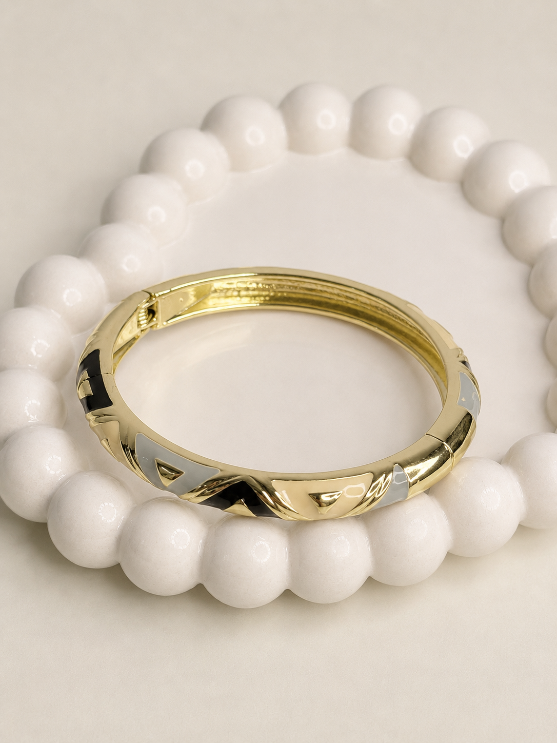 Midnight Pearl Enamel Bangle