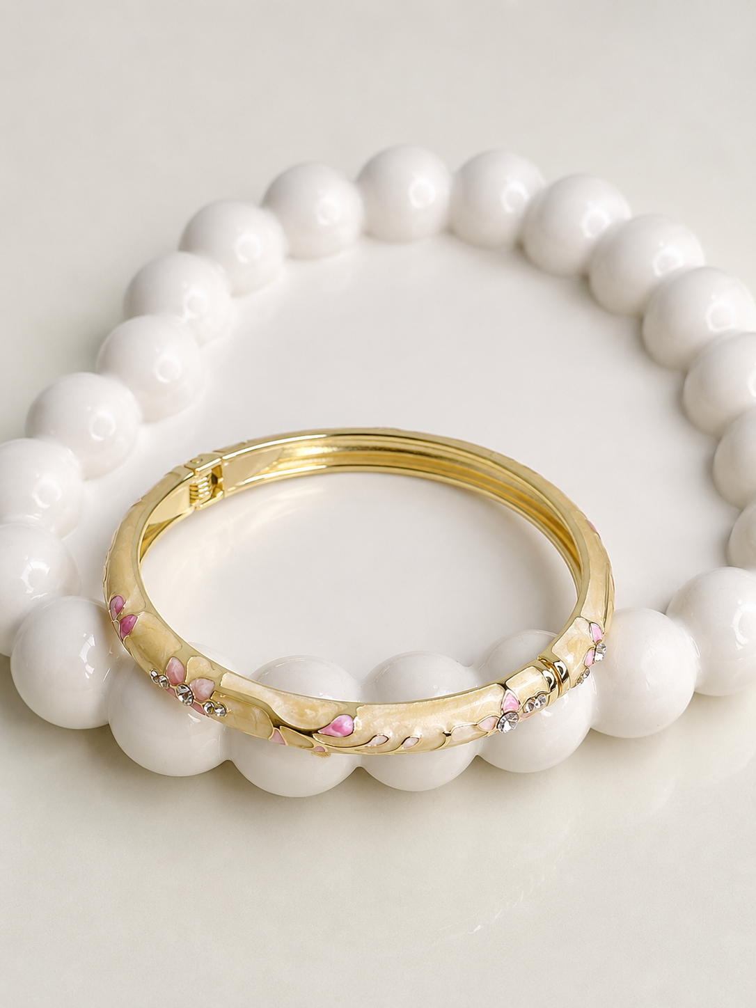 Champagne Blush Enamel Bangle