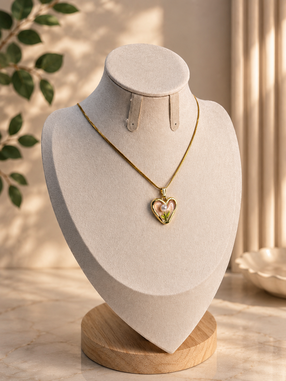 Blush Pearl Heart Necklace
