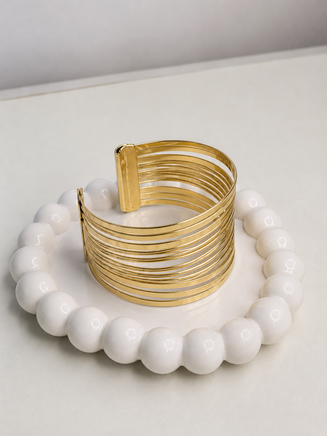 Golden Layered Cuff Bangle