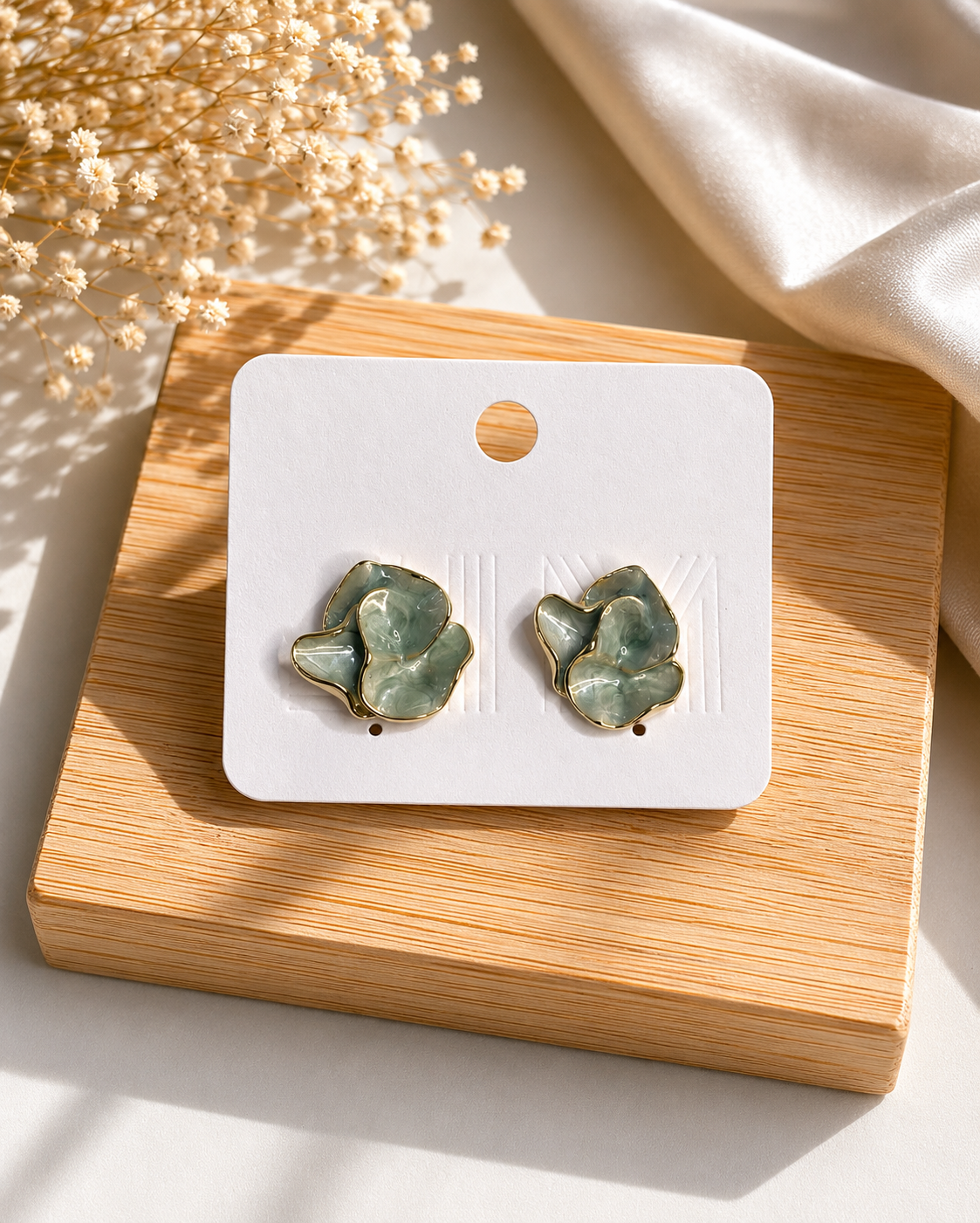 Sage Green Petal  Earring
