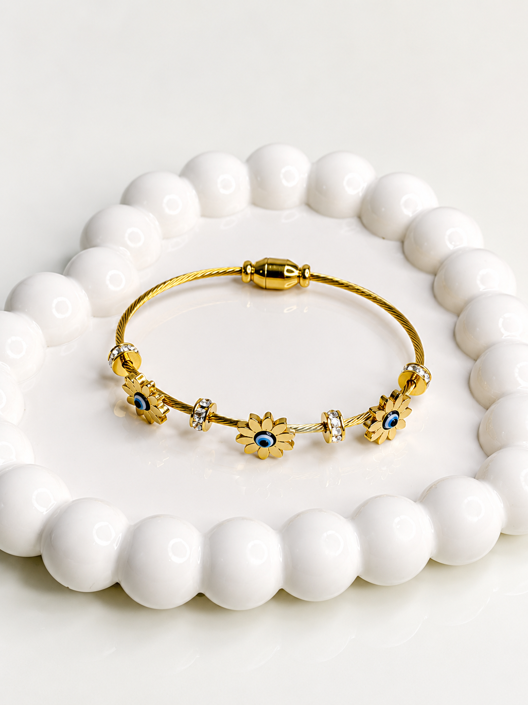Evil Eye Daisy Magnetic Bangle