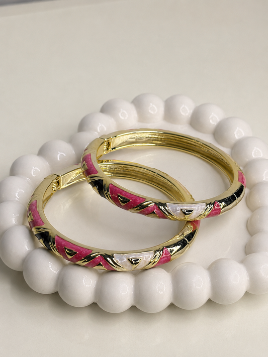 Pink Mosaic Enamel Bangles