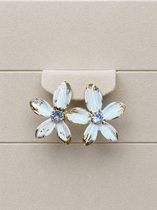Pearl White Floral Stud