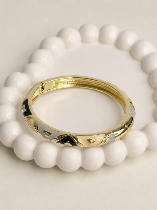 Midnight Pearl Enamel Bangle