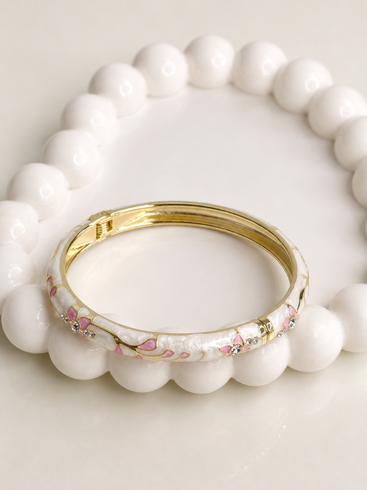 Blush Pearl Enamel Bangle