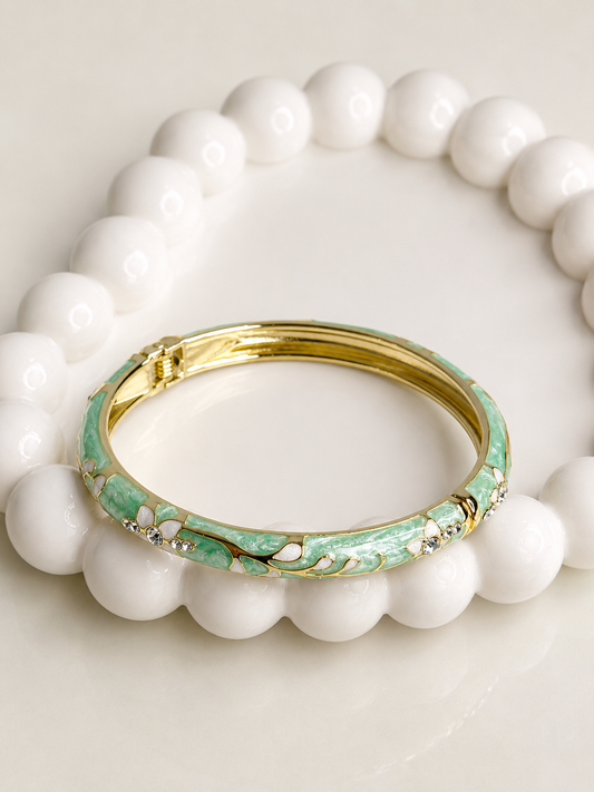 Mint Blossom Enamel Bangle